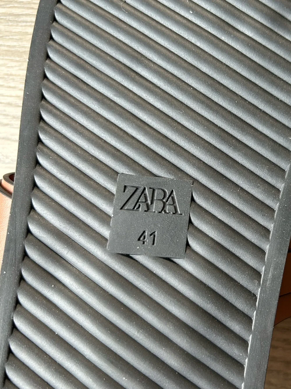 Zara Brown Double Strap Sandals / Slides with Gold Buckles Size 41 - Picture 7 of 8